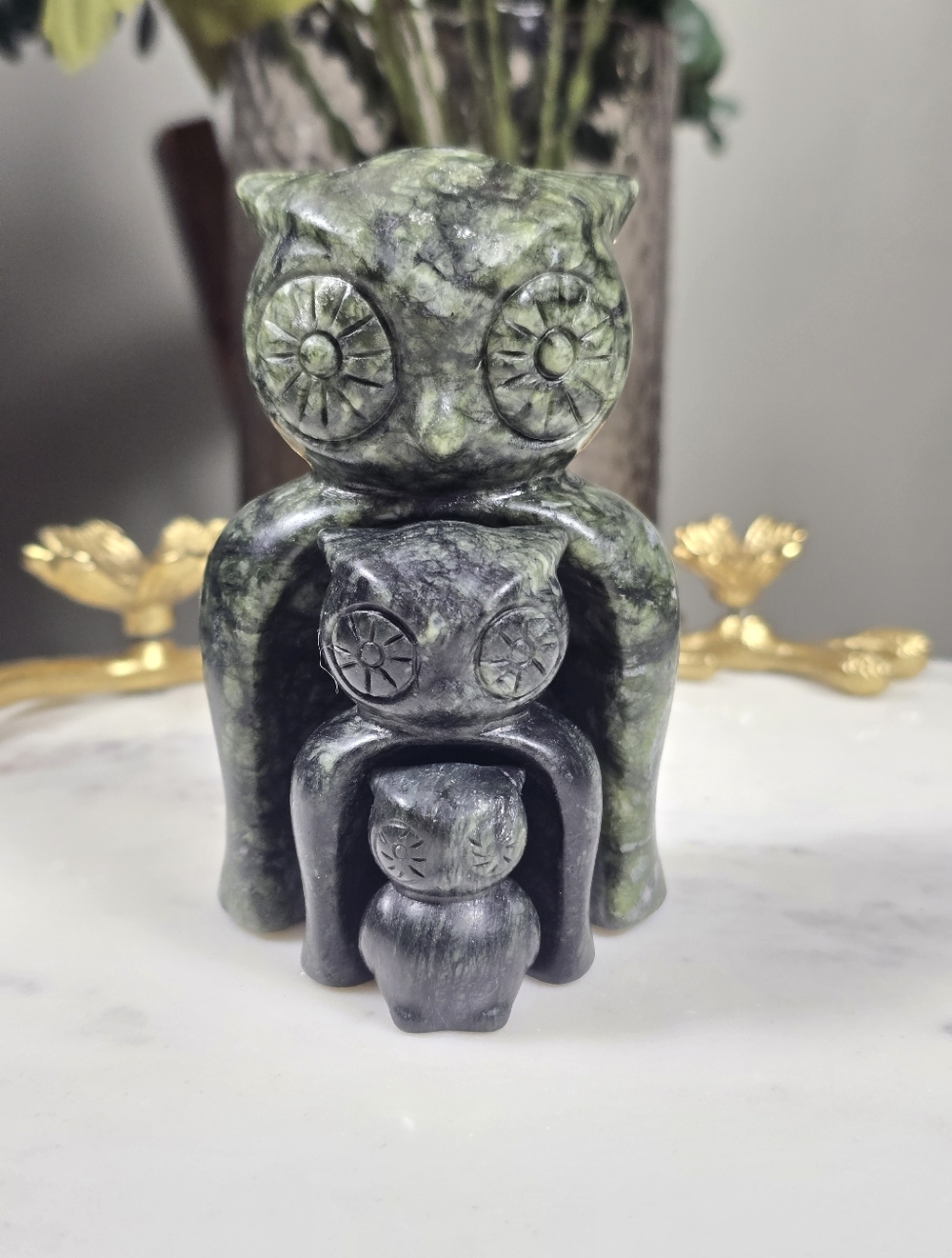 3 Nesting Owls - Serpentine